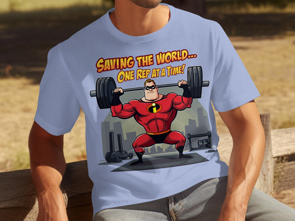 Saving the World One Rep at a Time Heroic Gym T-Shirts