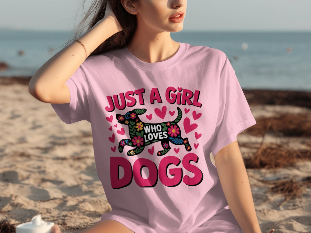 Just A Girl Who Loves Dogs With Floral Dog T-Shirts product image 12