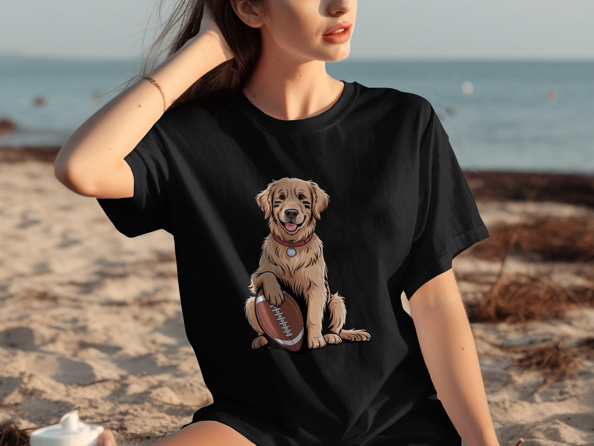 Golden Retriever Ready for Football Season T-Shirts
