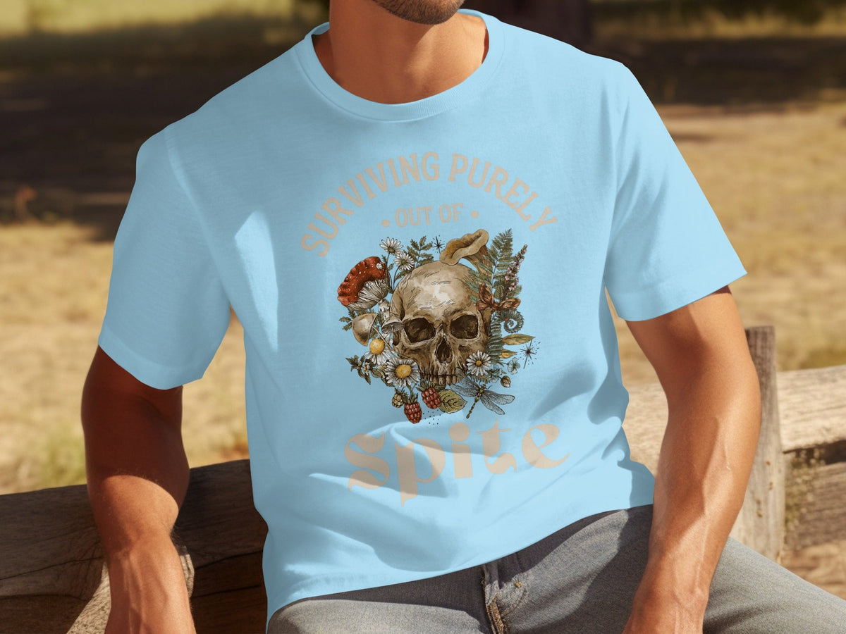 Surviving Purely Out of Spite Floral Skull T-Shirts product image 8