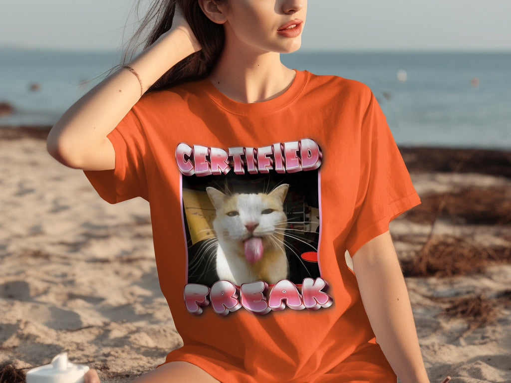Certified Freak Hilarious Cat With Tongue Out T-Shirts