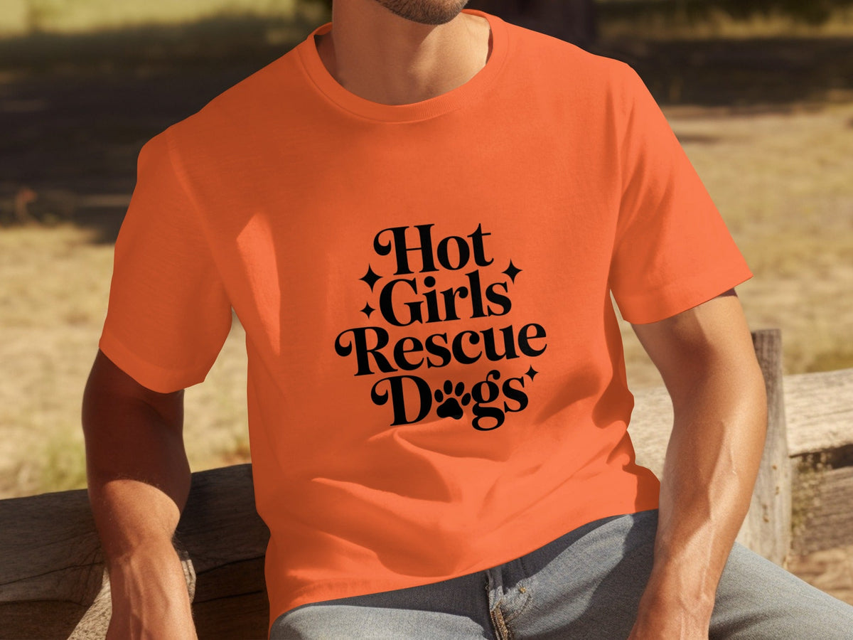 Hot Girls Rescue Dogs Graphic Print Novelty Design T-Shirts