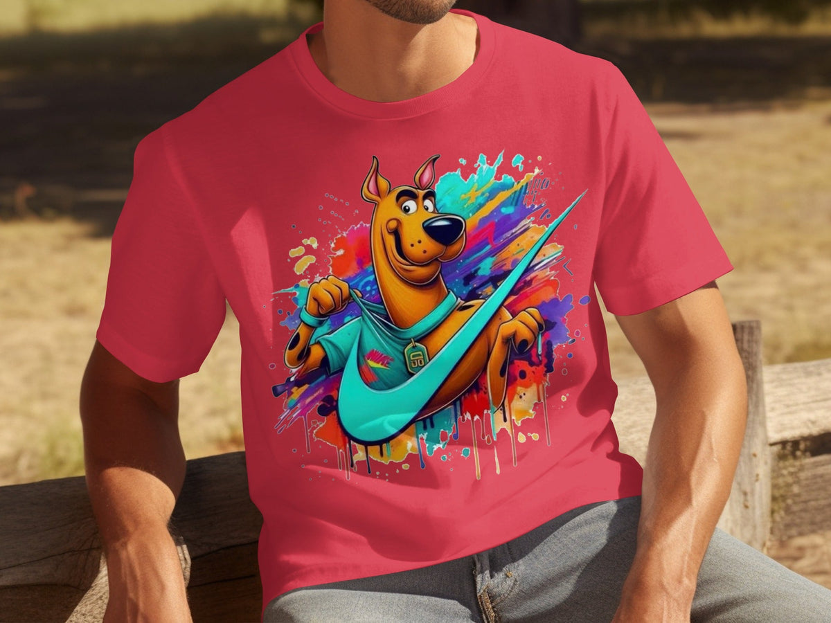 Scooby Doo With Nike Logo Trendy Colorful Splash T-Shirts