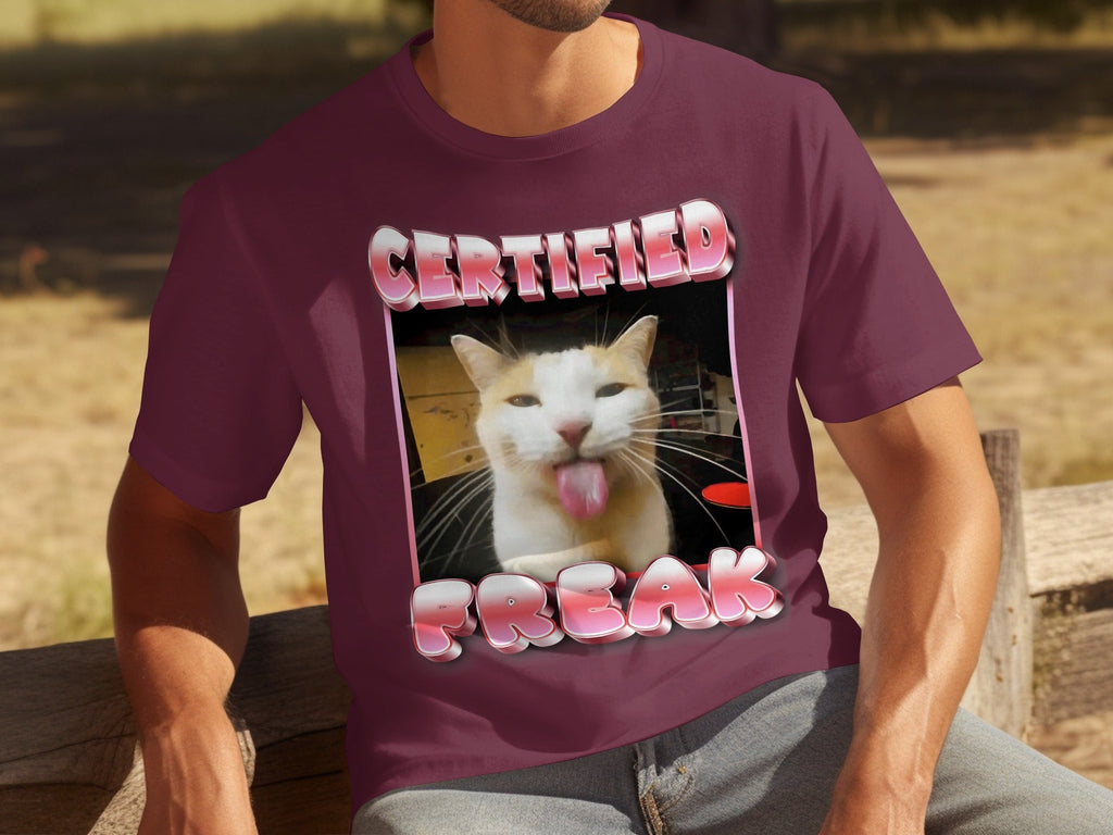 Certified Freak Hilarious Cat With Tongue Out T-Shirts