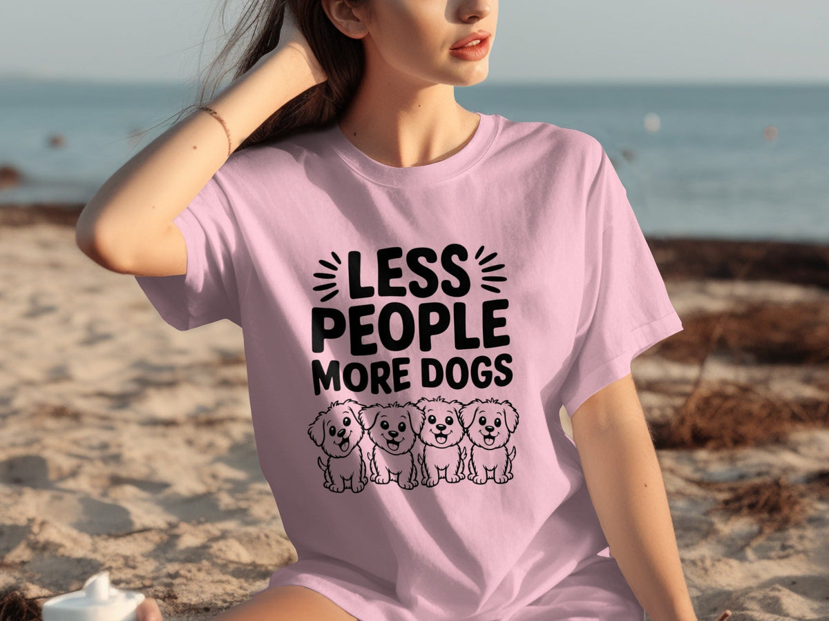 Less People More Dogs with Cute Dog Pets Art T-Shirts