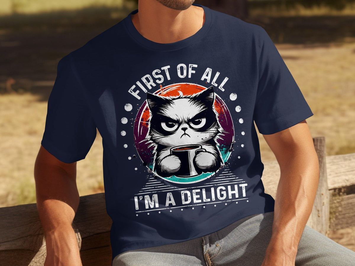 First of All I Am a Delight Angry Cat With Coffee T-Shirts product image 9