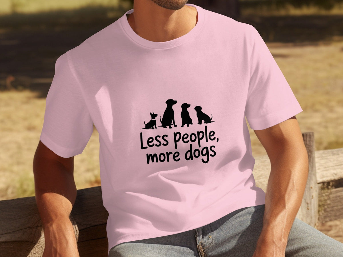 Less People More Dogs Silhouette Image Funny Pet T-Shirts