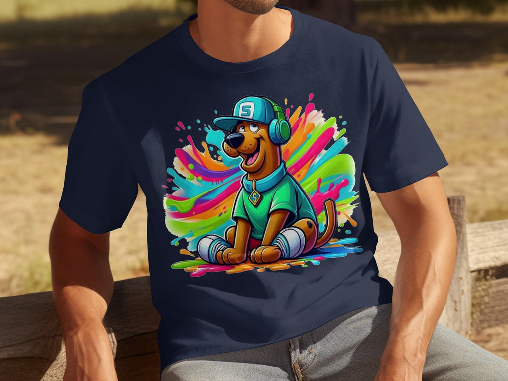 Scooby Doo with Headphones and Cap Colorful Art T-Shirts