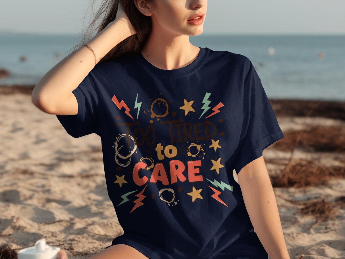 Too Tired to Care With Coffee Elements Design T-Shirts product image 8