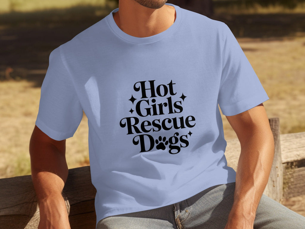 Hot Girls Rescue Dogs Graphic Print Novelty Design T-Shirts