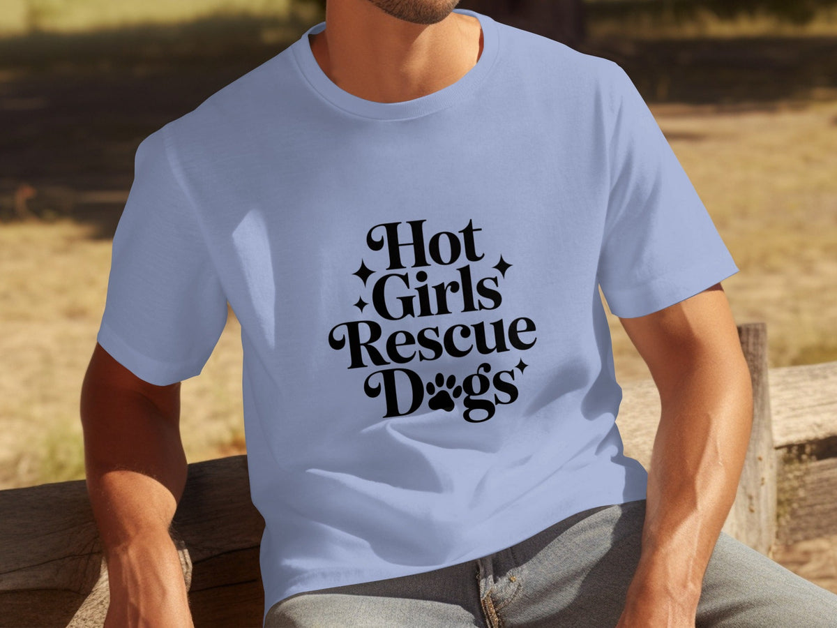 Hot Girls Rescue Dogs Graphic Print Novelty Design T-Shirts