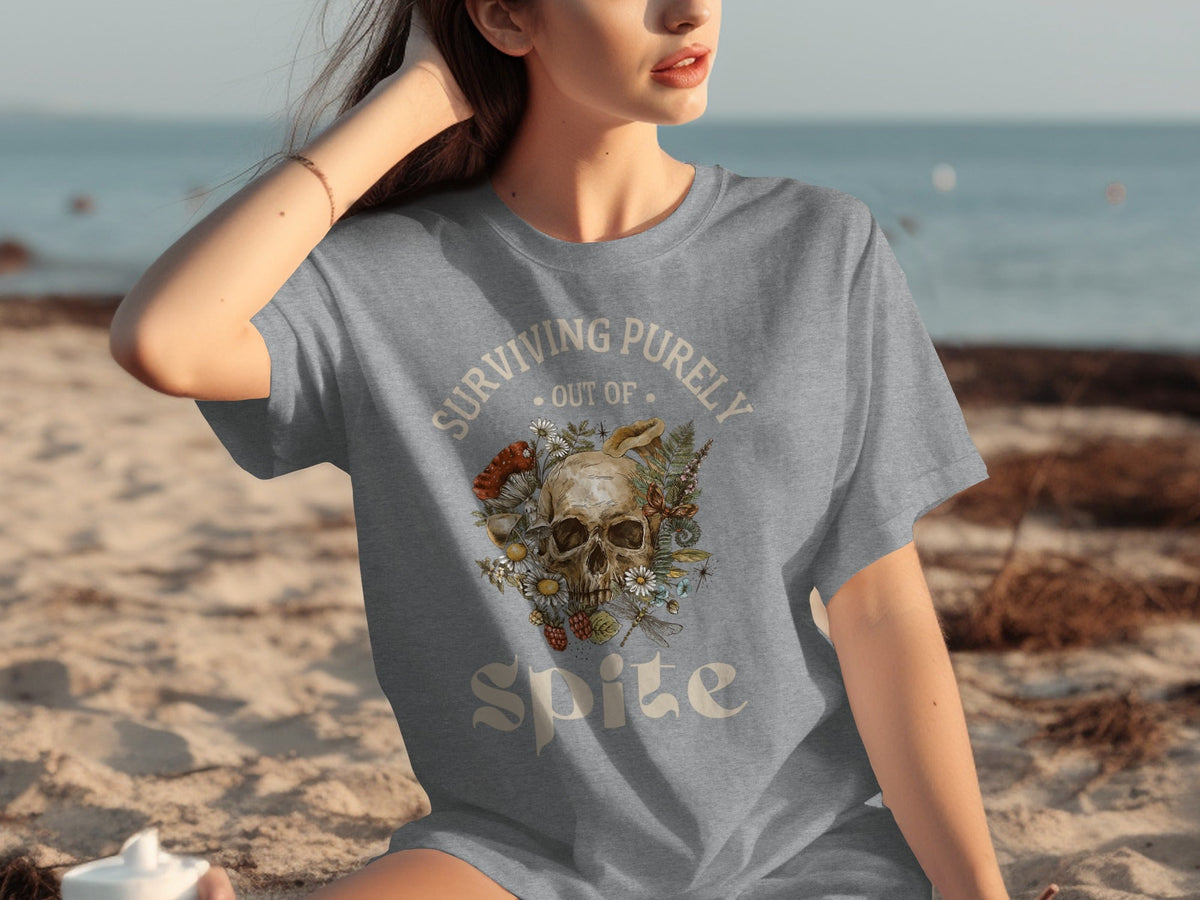 Surviving Purely Out of Spite Floral Skull T-Shirts product image 31