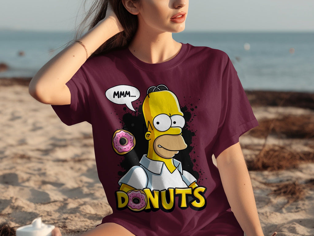 Homer Simpson MMM Donuts Design for Cartoon Lovers T-Shirts