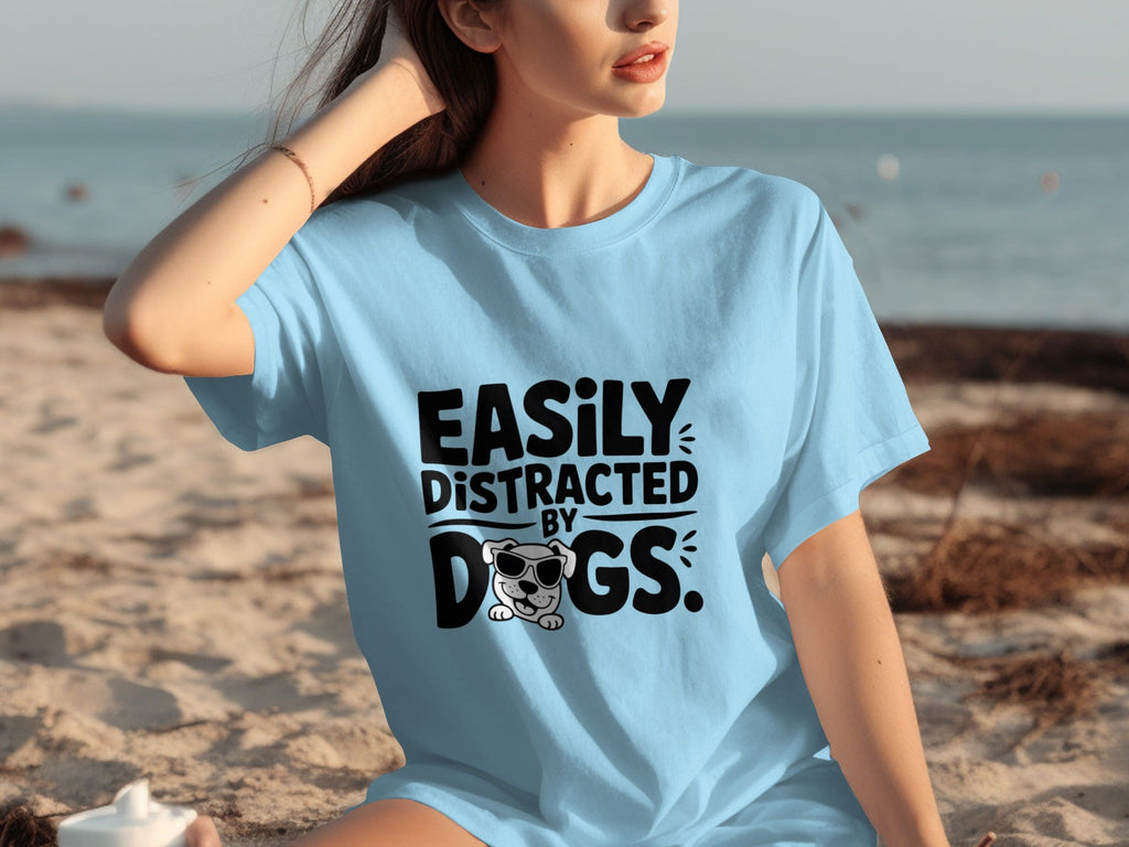 Easily Distracted By Dogs Cute Puppy Illustration T-Shirts product image 8