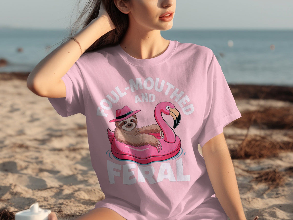 Foul-Mouthed AND Feral Sloth in Flamingo Float T-Shirts product image 27