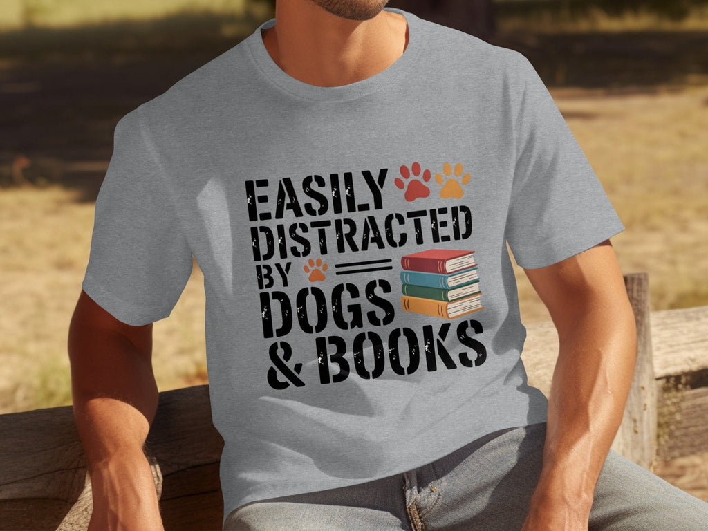 Easily Distracted by Dogs & Books Design Cool T-Shirts product image 30