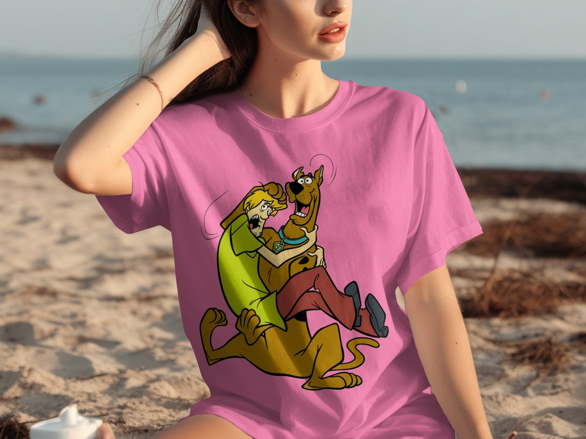 Shaggy Riding Scooby Doo Scared Cartoon Character T-Shirts