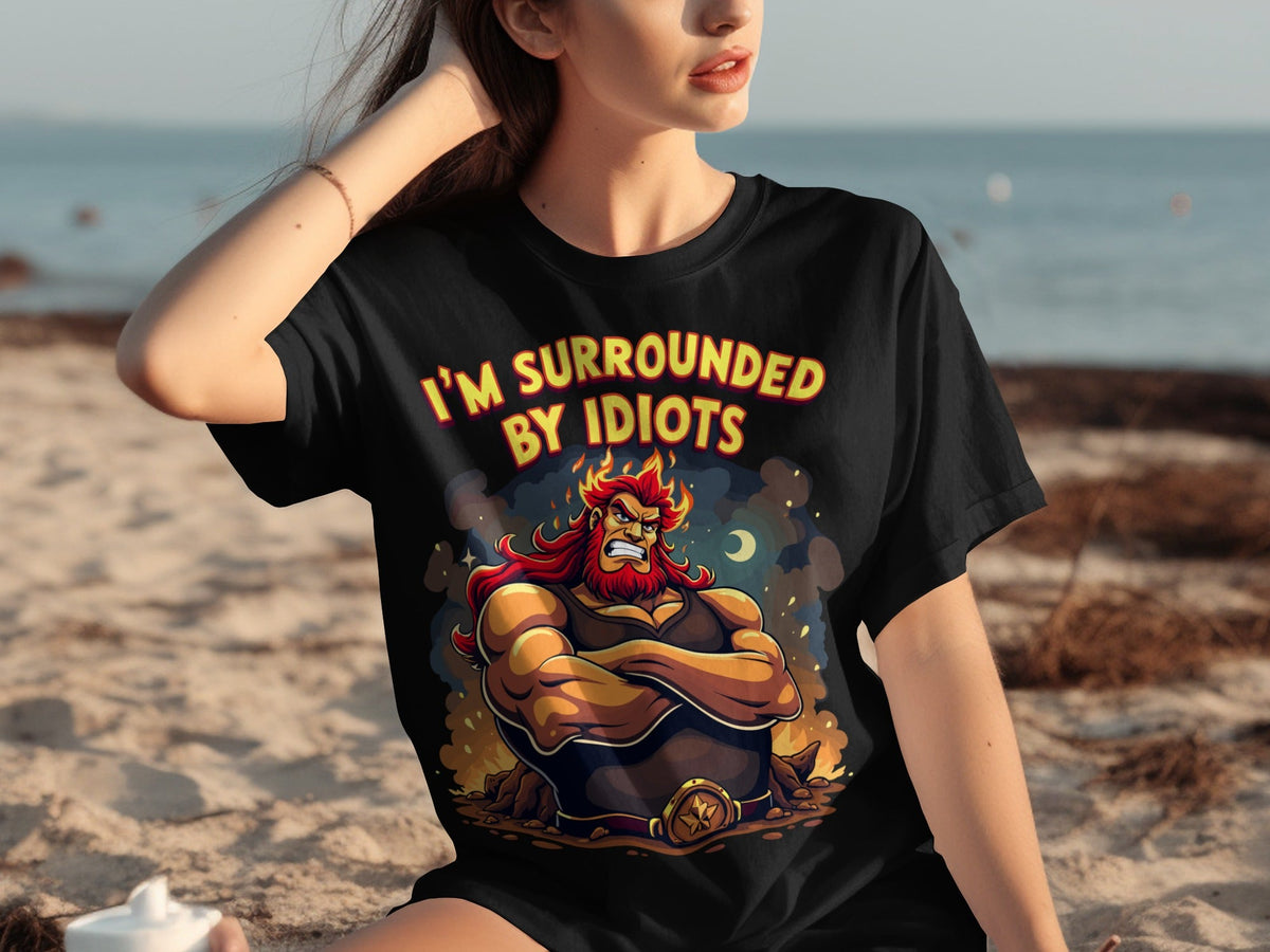 Surrounded By Idiots Cartoon Angry Zeus Design T-Shirts product image 15