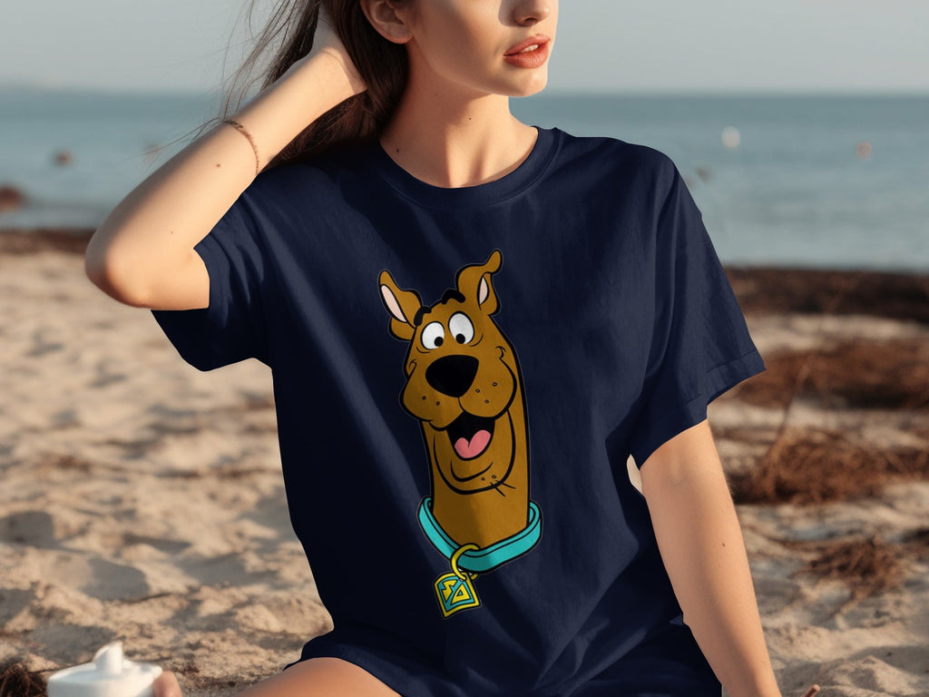 Scooby Doo Headshot Featuring His Tag Cartoon T-Shirts
