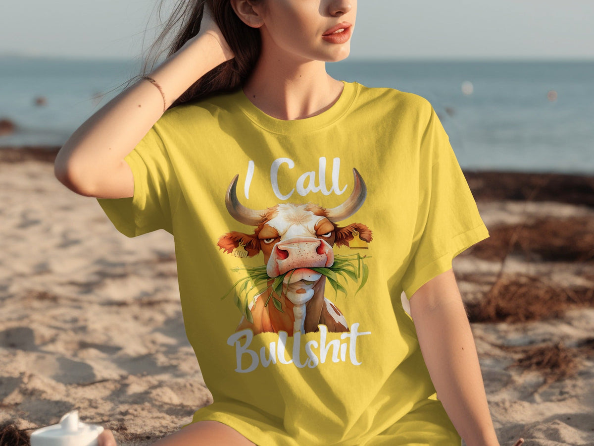 I Call Bullshit Cow with Grass Mouth Funny Farm T-Shirts