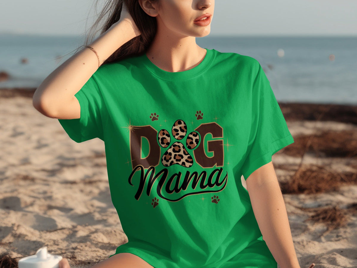 Cute Leopard Paw Print Dog Mama Graphic Design T-Shirts
