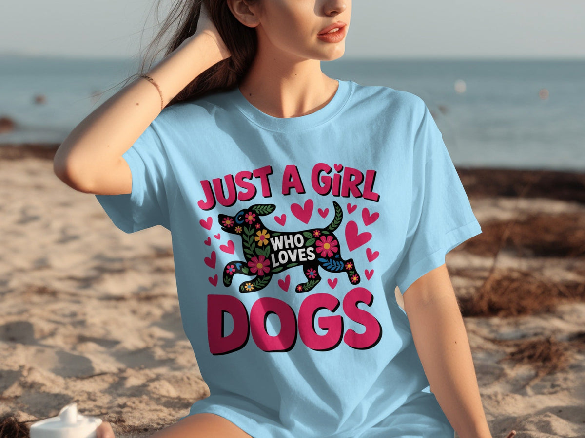 Just A Girl Who Loves Dogs With Floral Dog T-Shirts product image 8