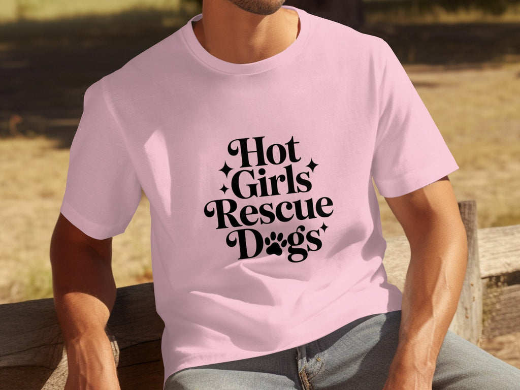Hot Girls Rescue Dogs Graphic Print Novelty Design T-Shirts