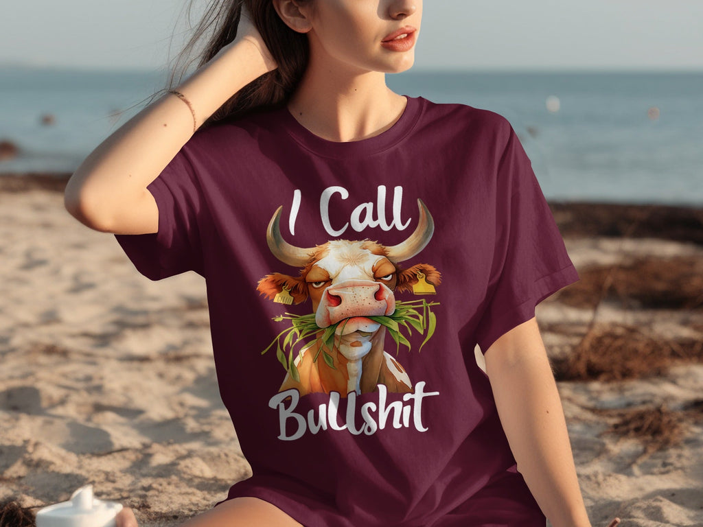 I Call Bullshit Cow with Grass Mouth Funny Farm T-Shirts