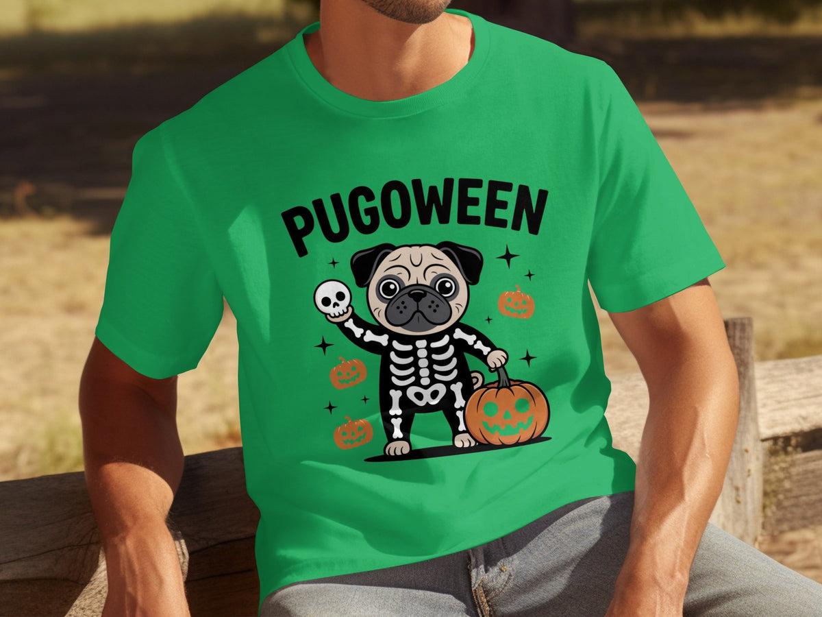 Pugoween Halloween Pug Dog Skeleton Costume T-Shirts