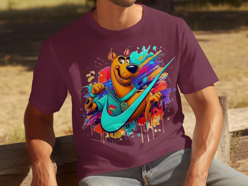 Scooby Doo With Nike Logo Trendy Colorful Splash T-Shirts