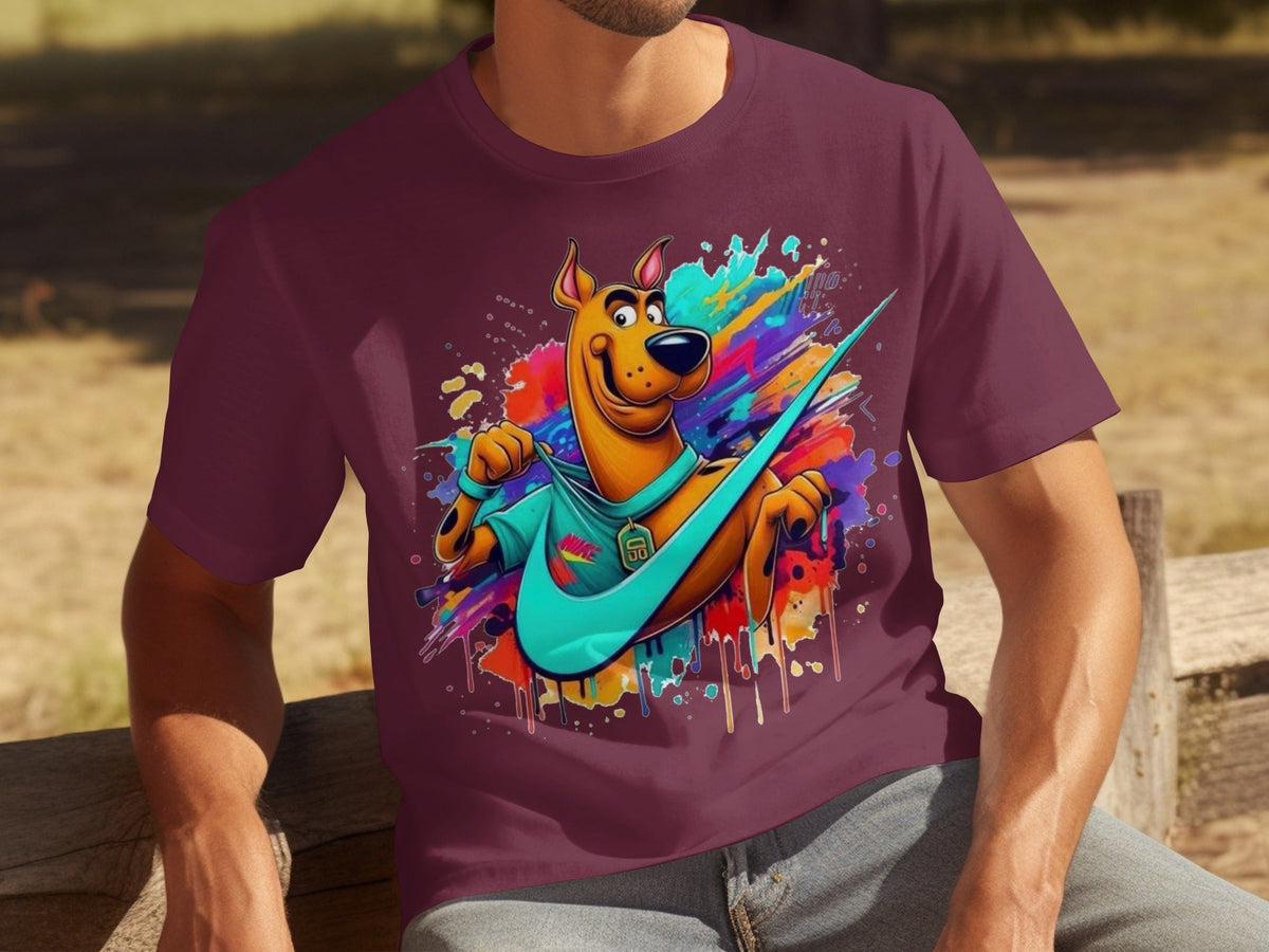 Scooby Doo With Nike Logo Trendy Colorful Splash T-Shirts