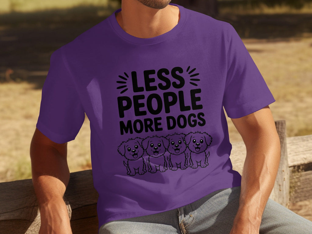Less People More Dogs with Cute Dog Pets Art T-Shirts