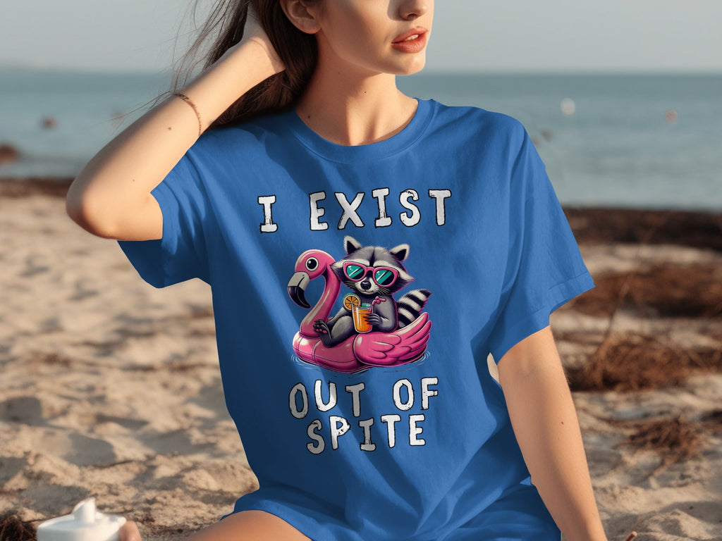 Funny Raccoon Flamingo Float I Exist Out Of Spite T-Shirts