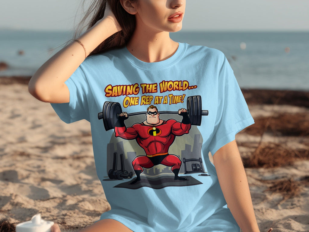 Saving the World One Rep at a Time Heroic Gym T-Shirts
