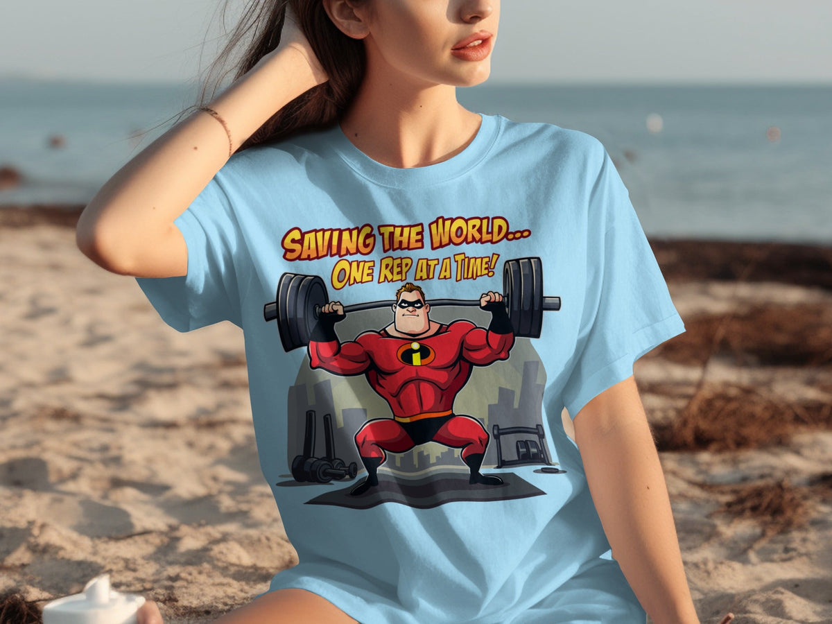 Saving the World One Rep at a Time Heroic Gym T-Shirts