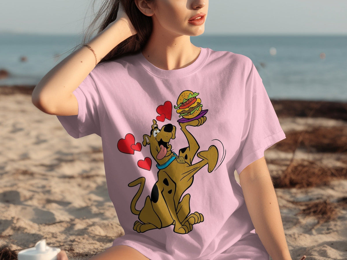 Scooby Doo Craves a Burger with Hearts Around Him T-Shirts