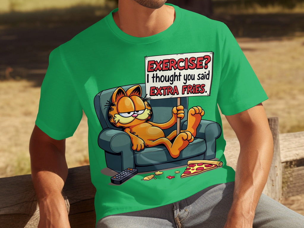 Garfield I Thought You Said Extra Fries Funny Cartoon T-Shirts