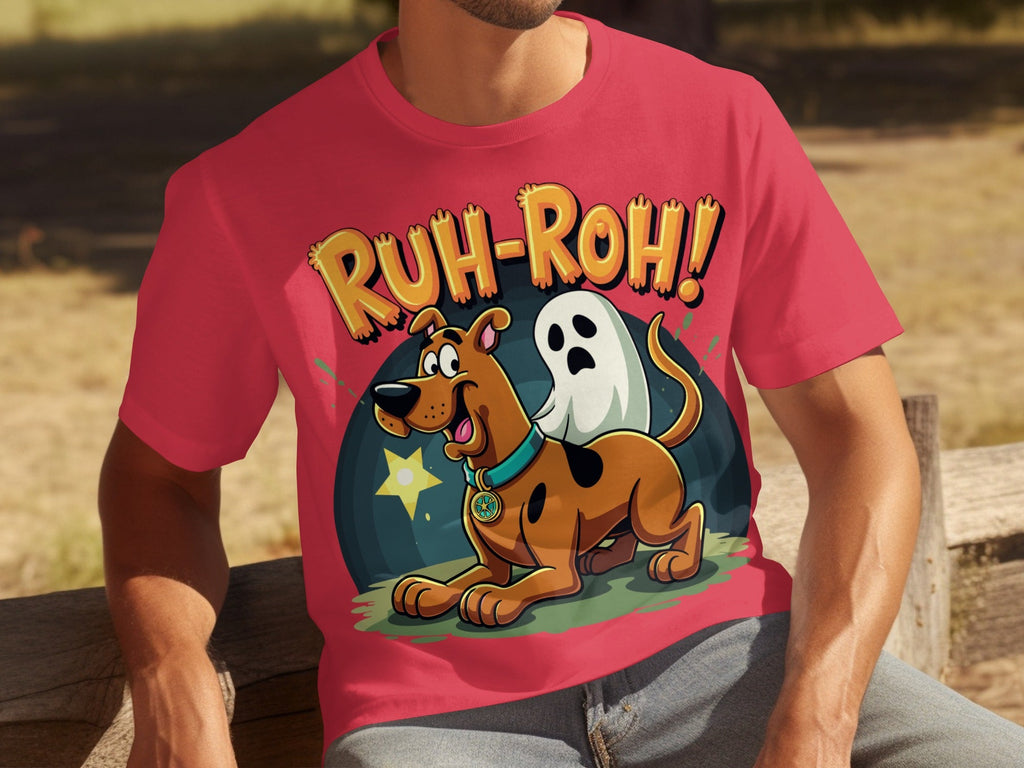 Ruh Roh Scooby Doo With Ghost Cartoon Style Design T-Shirts