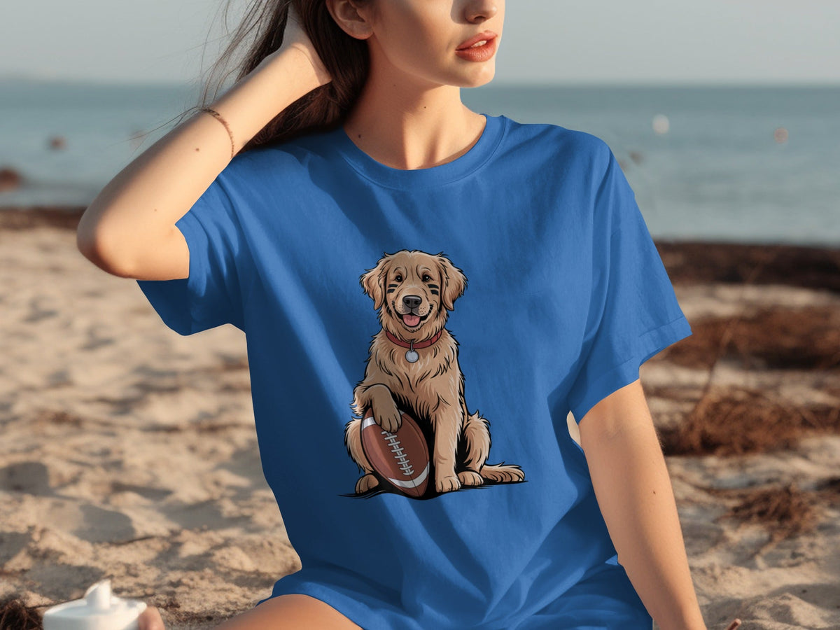 Golden Retriever Ready for Football Season T-Shirts