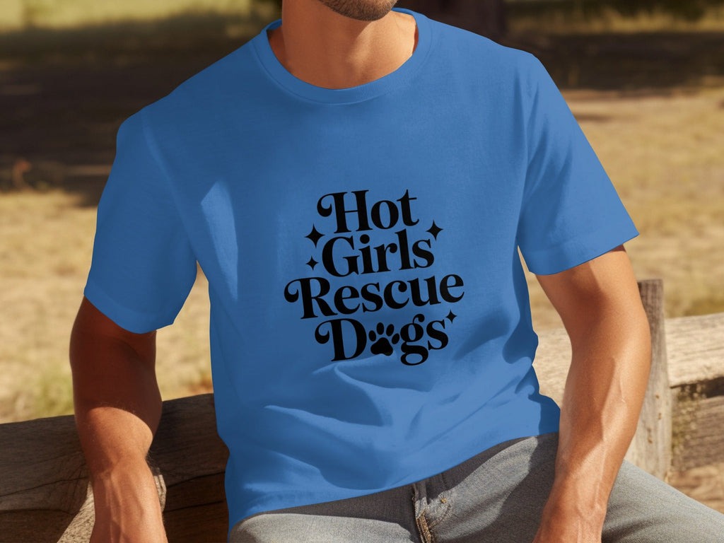 Hot Girls Rescue Dogs Graphic Print Novelty Design T-Shirts