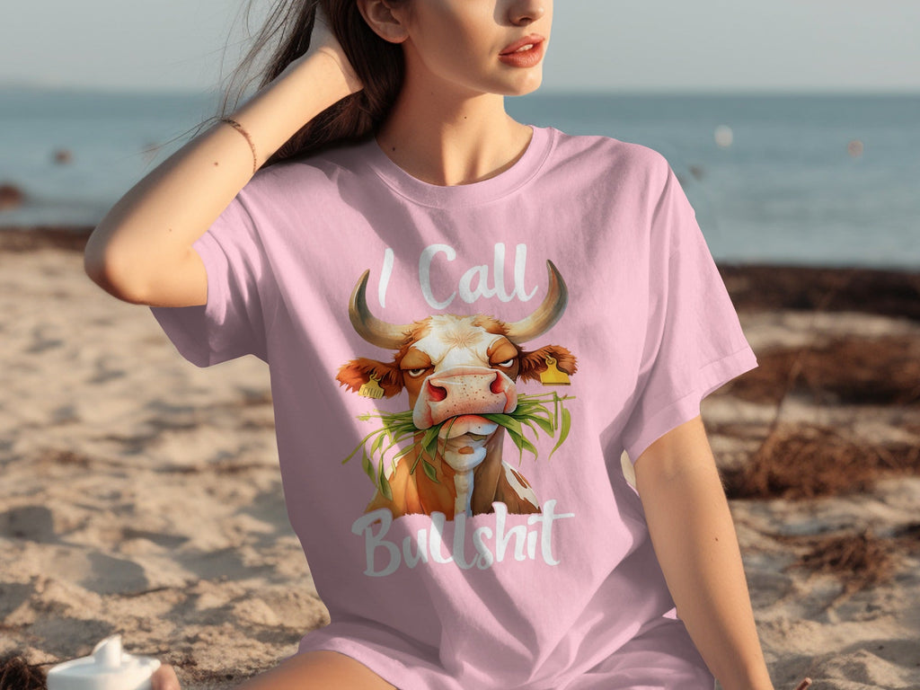 I Call Bullshit Cow with Grass Mouth Funny Farm T-Shirts