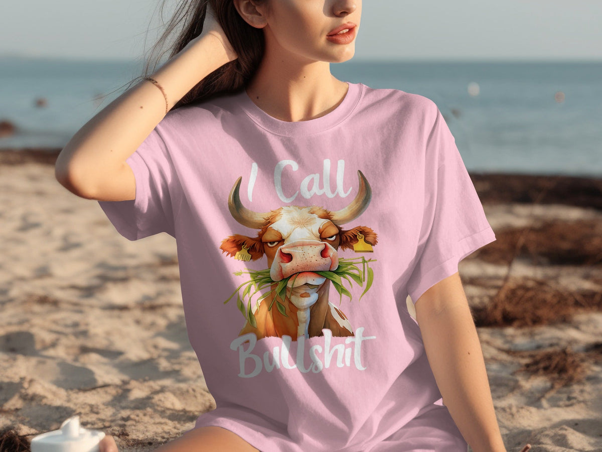 I Call Bullshit Cow with Grass Mouth Funny Farm T-Shirts