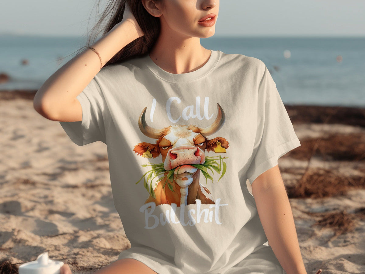 I Call Bullshit Cow with Grass Mouth Funny Farm T-Shirts