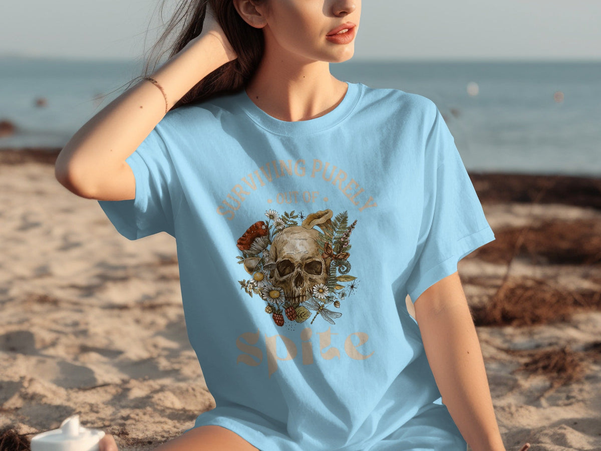 Surviving Purely Out of Spite Floral Skull T-Shirts product image 23