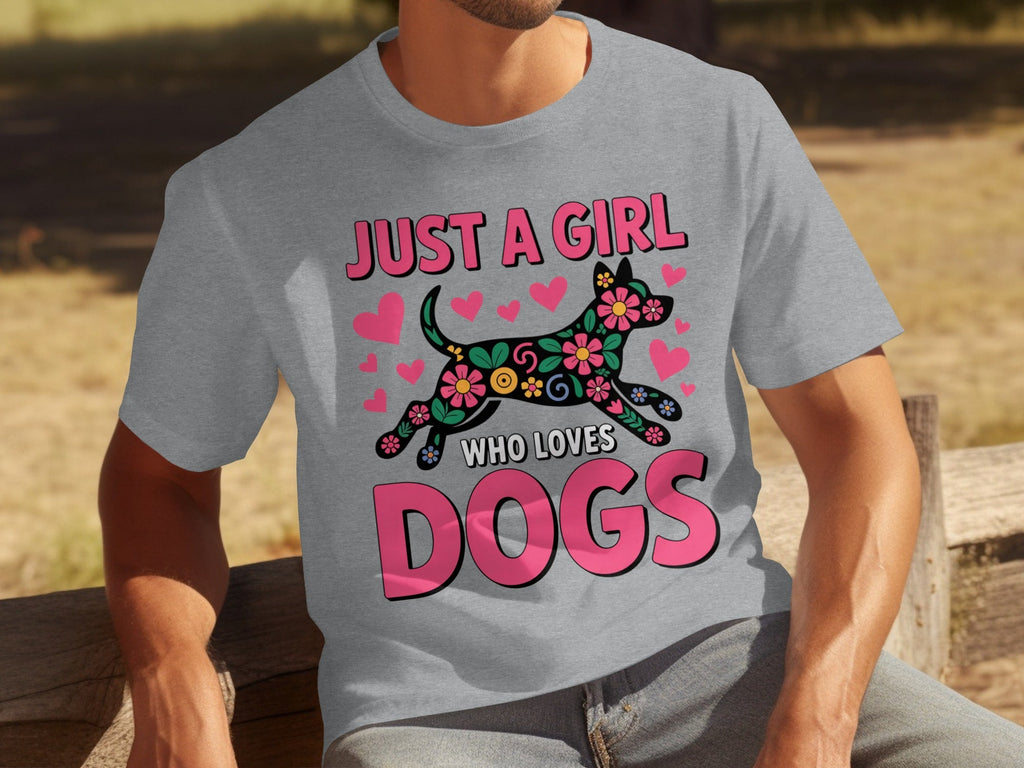 Just A Girl Who Loves Dogs Floral Dog Design T-Shirts