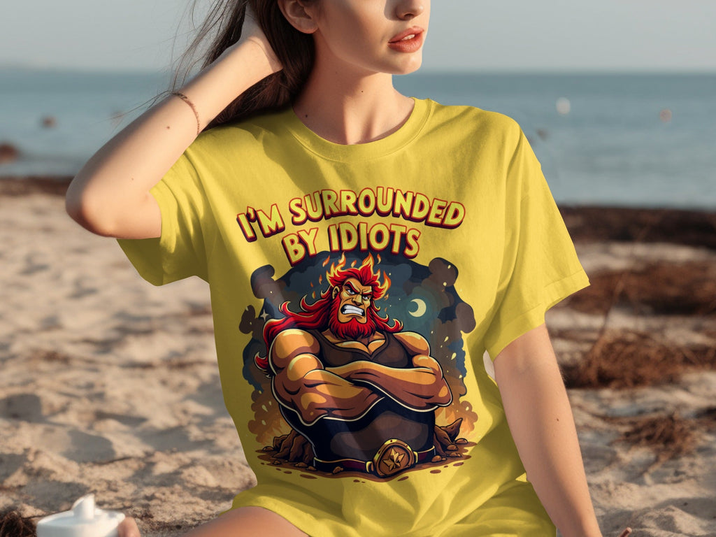 Surrounded By Idiots Cartoon Angry Zeus Design T-Shirts product image 6