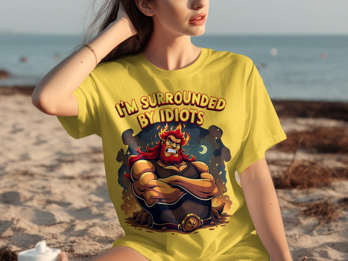 Surrounded By Idiots Cartoon Angry Zeus Design T-Shirts product image 6