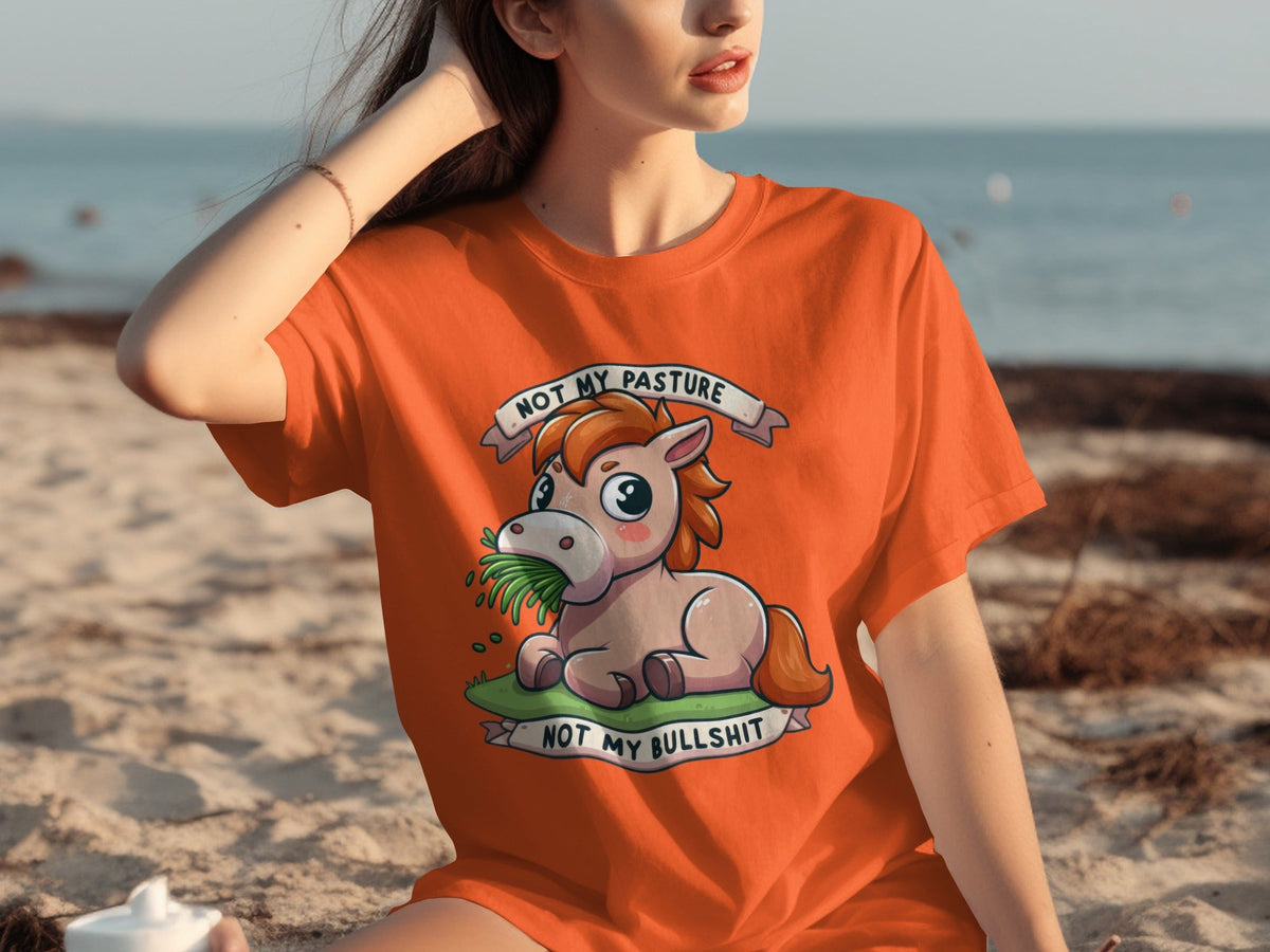 Not My Pasture Cute Horse With Phrase Funny Slogan T-Shirts