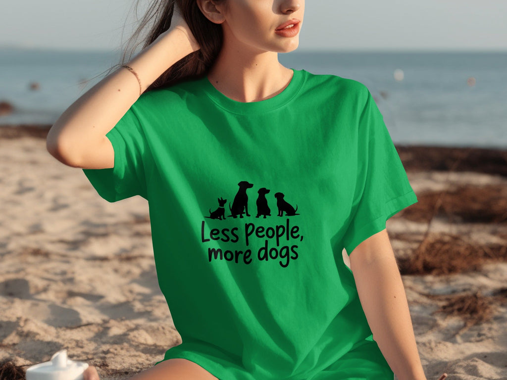 Less People More Dogs Silhouette Image Funny Pet T-Shirts