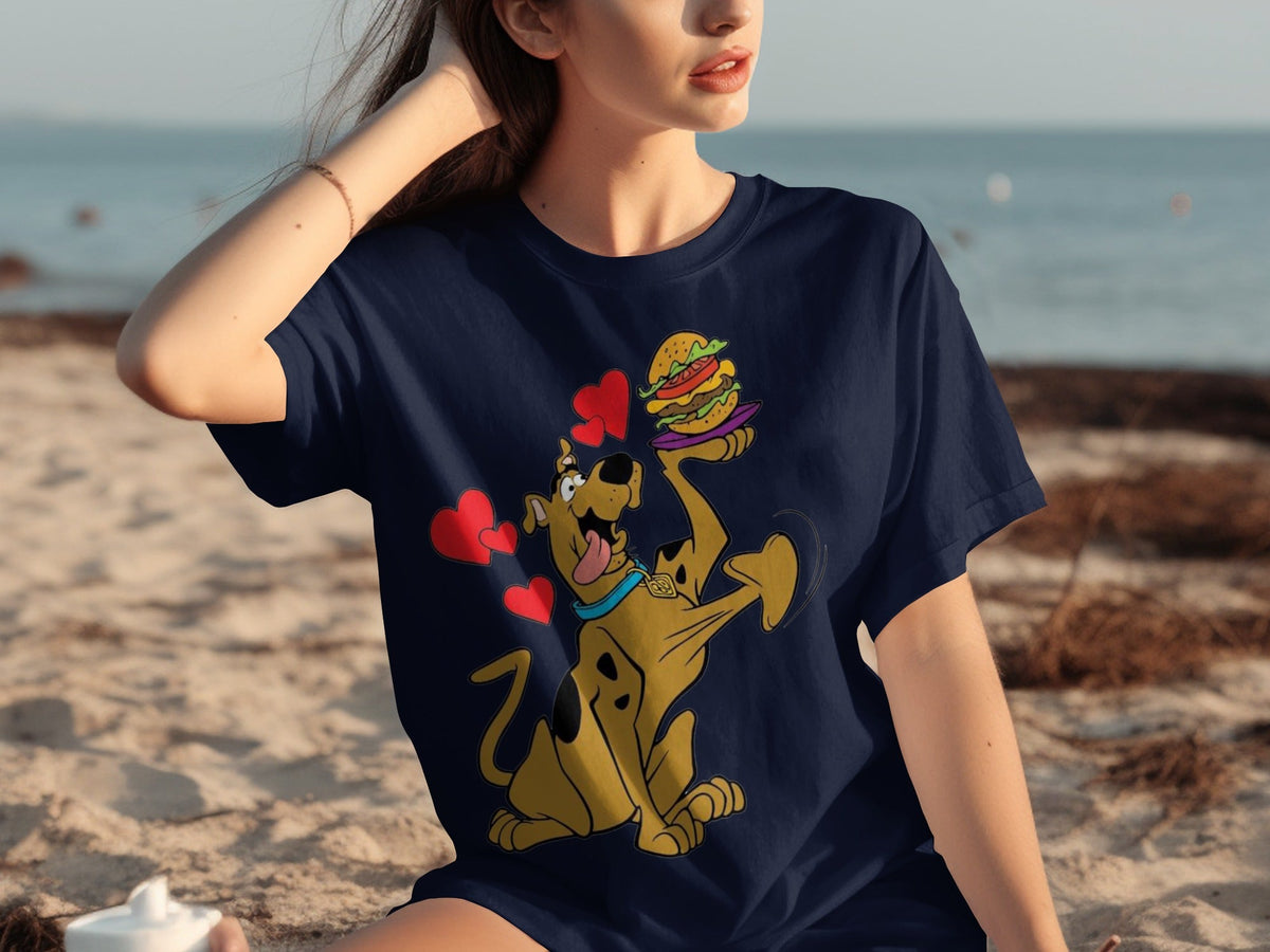 Scooby Doo Craves a Burger with Hearts Around Him T-Shirts